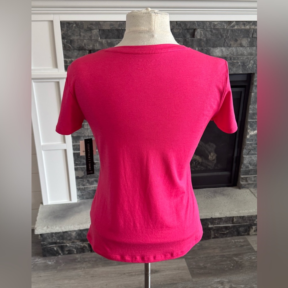 NWT Tahari Essentials T-Shirt Top Bright Pink Women's XS - Picture 6 of 7
